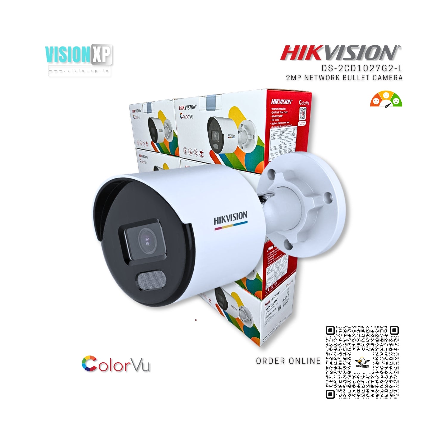 Hikvision DS-2CD1027G2-L (UF) 2MP ColorVu Fixed Bullet Network Camera Hikvision DS-2CD1027G2-L (UF) 2MP ColorVu Fixed Bullet Network Camera